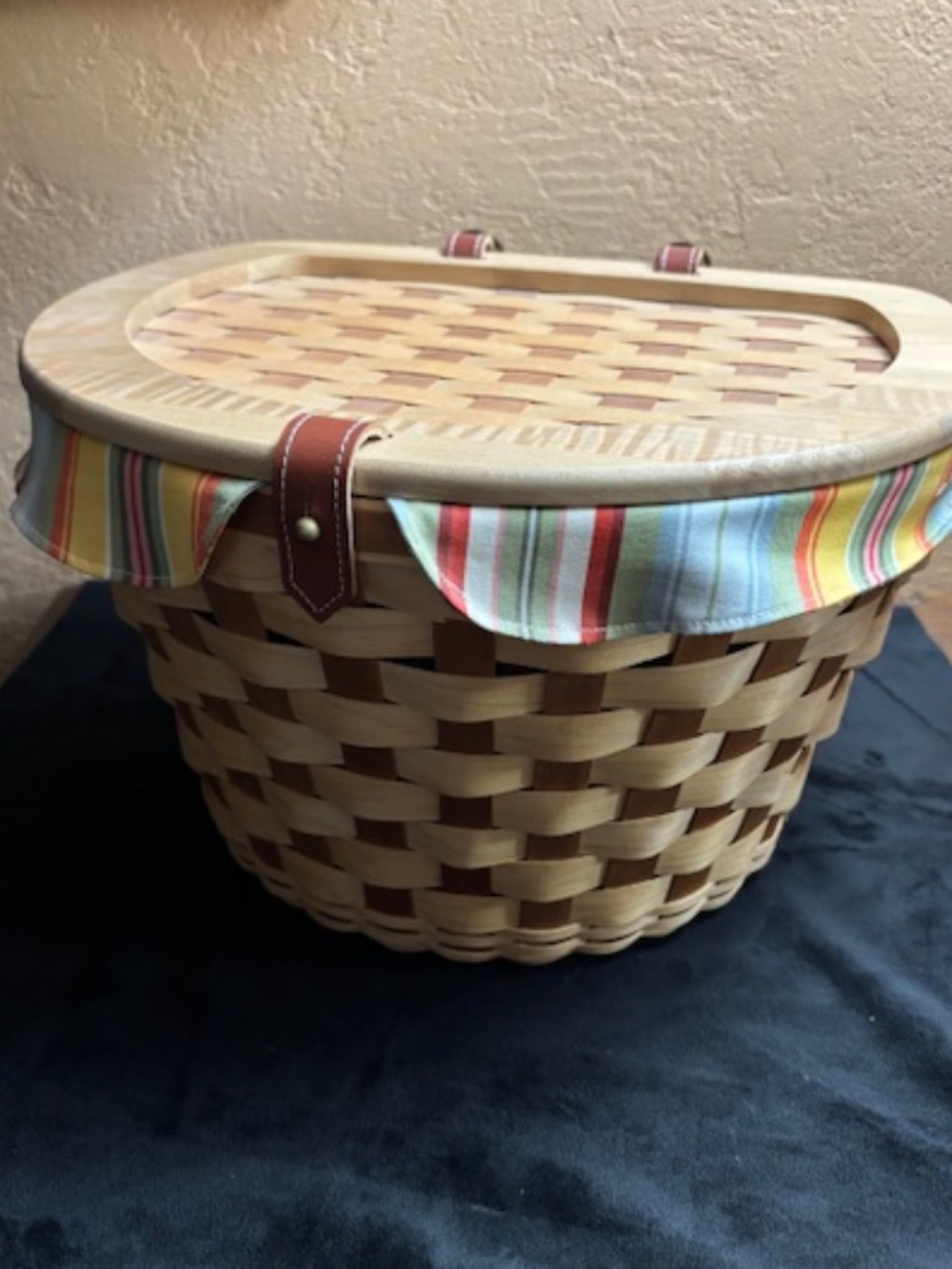 Longerberger-  2006 Retired Bicycle Basket- cloth liner